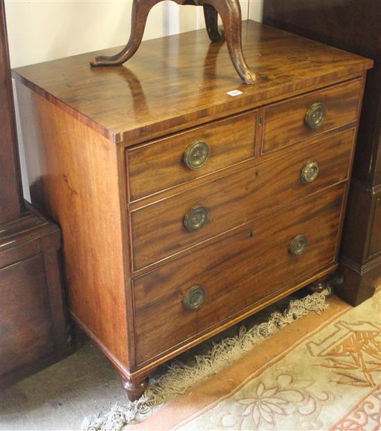 19th century mahogany gentlemans chest of drawers, on turned legs